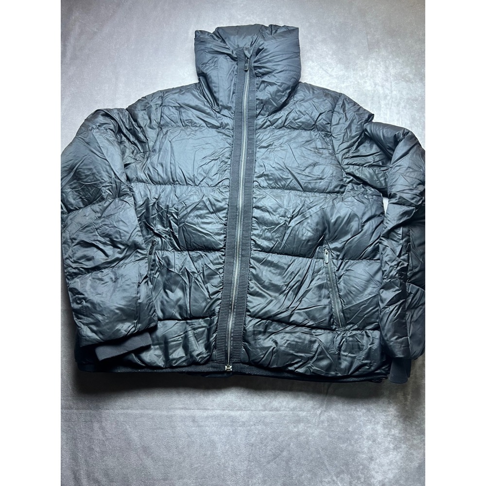 Lululemon Puffer Jacket Womens 4 Black Quilted Down Funnel Neck Full Zip Coat